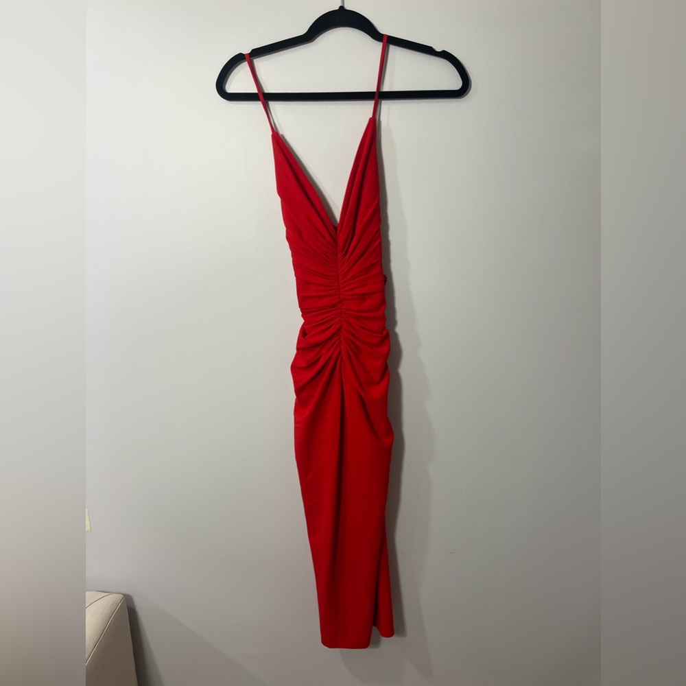 Red Midi Dress The Population Dress